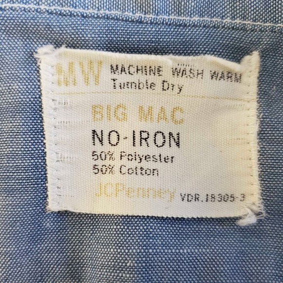 Vintage JC Penny Big Mac Mens Chambray Custom Hand Embroidered Golf Shirt - Picture 6 of 9